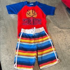 Hanna Andersson swim trunks and rash guard